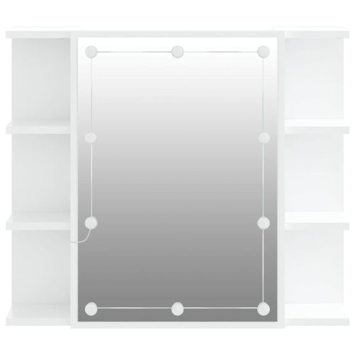 Огледален шкаф с LED, бял, 70x16,5x60 см