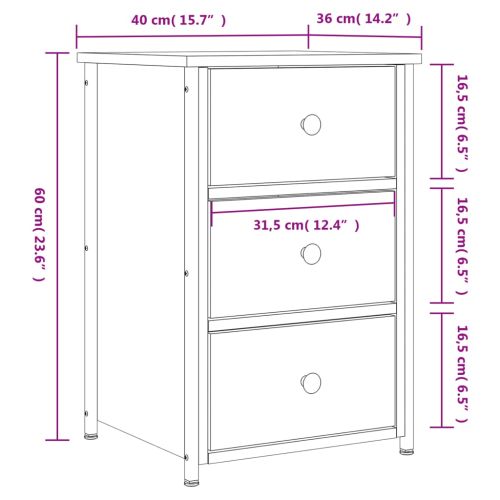 Нощни шкафчета 2 бр опушен дъб 40x36x60 см инженерно дърво