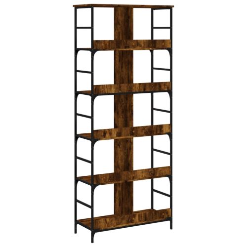 Етажерка за книги опушен дъб 78,5x33x188,5 см инженерно дърво