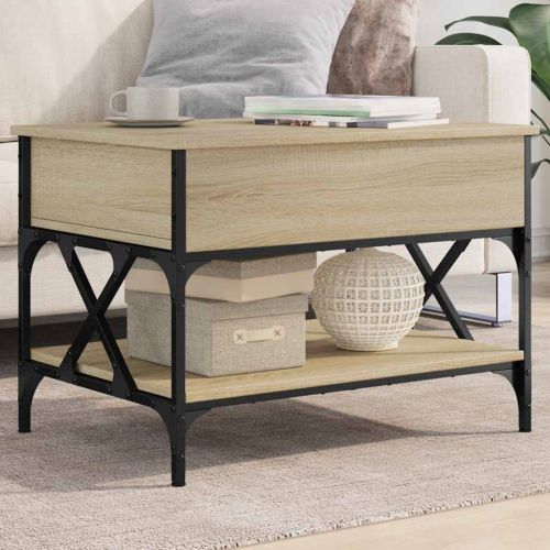 Кафе маса, сонома дъб, 70x50x50 см, инженерно дърво и метал