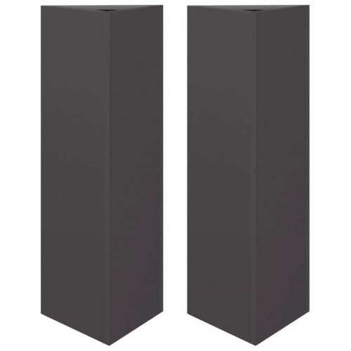 Градински кашпи, 2 бр, черни, триъгълна, 30x26x75 см, стомана