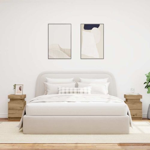 Нощни шкафчета с LED 2 бр, 35x39x55 см, инженерно дърво