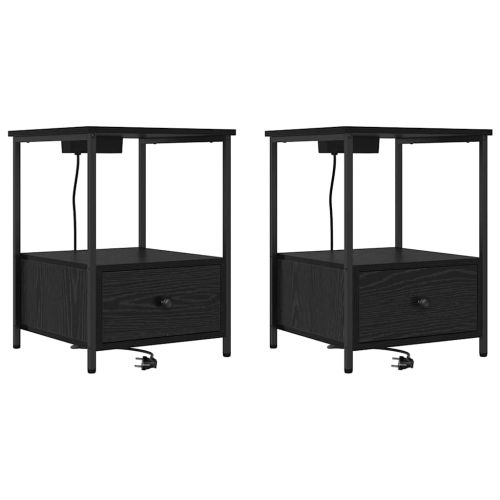 Нощен шкаф 2 pcs Черния дъб 42 x 41 x 56 см Инженерно дърво