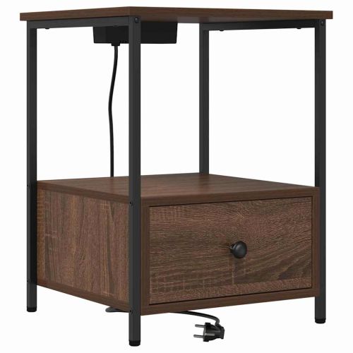 Нощен шкаф с чекмедже Кафяв дъб 42 x 41 x 56 см Инженерно дърво