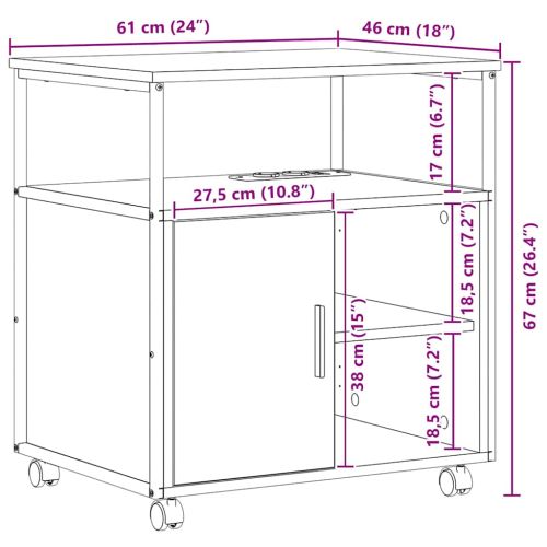Шкаф с зарядна станция с колело Черния дъб 61 x 46 x 67 см
