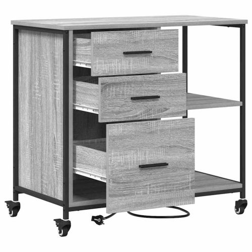 Шкаф с зарядна станция с колело Сив Сонома 76 x 41 x 72 см