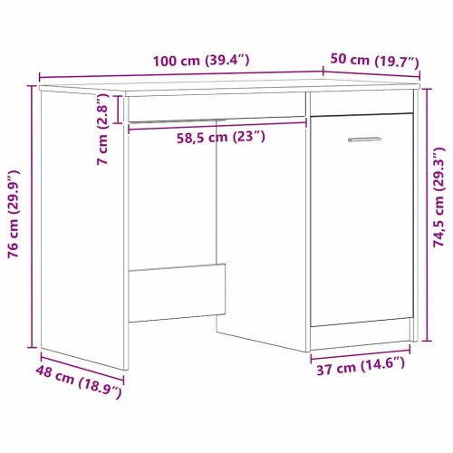 Бюро със съхранение Черния дъб 100 x 50 x 76 см Инженерно дърво