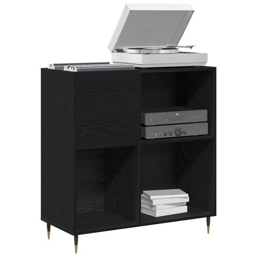 Шкаф за грамофонни плочи с рафт Черния дъб 85 x 38 x 89 см