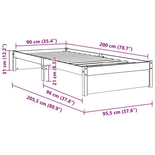 Рамка за легло Солидна бор