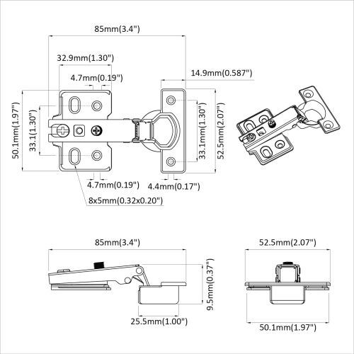 Панта 12 pcs Никел 85 x 52,5 x 9,5 мм Желязо