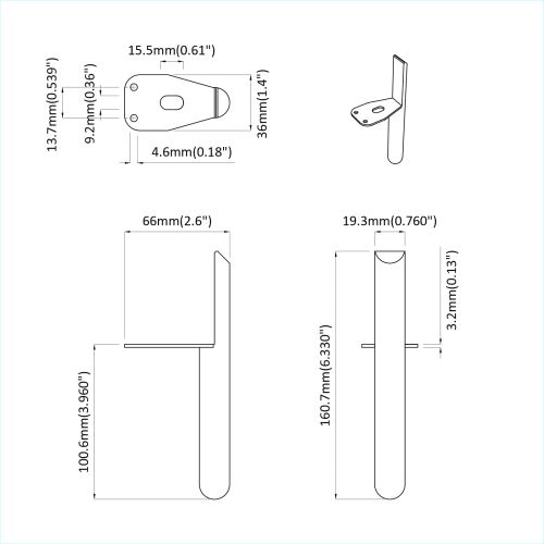 Крака за мебели 12 pcs Черно 66 x 36 x 160 мм Желязо