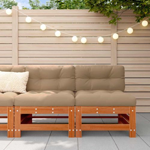 Градинен среден диван Масивна боровина Восъчен Кафяв