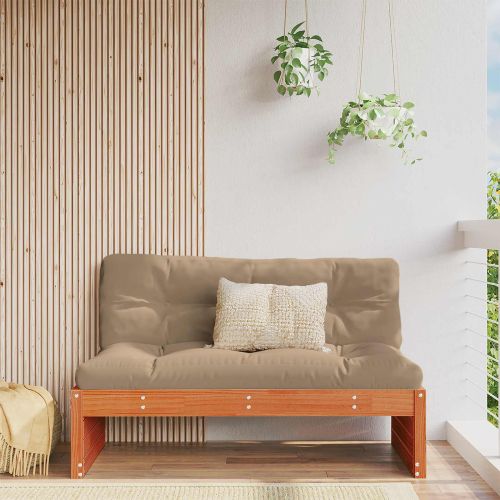 Градинен среден диван Солиден бор Восъчен Кафяв