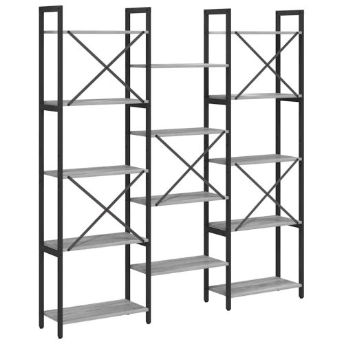 Рафт за книги Сив сонома 156 x 25 x 167 см Инженерно дърво