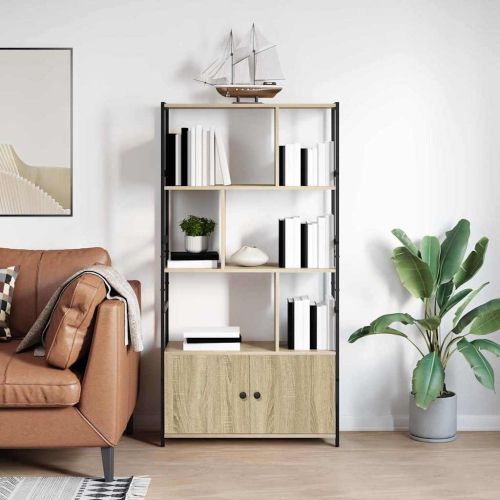 Рафт за книги Сонома дъб 80 x 30 x 155,5 см Инженерно дърво