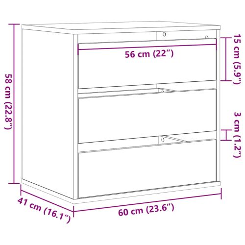 Чекмеджетен шкаф Черно 61 x 41 x 58 см Инженерно дърво