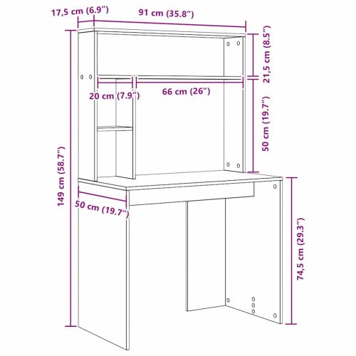 Бюро Димян дъб 91 x 50 x 149 см Инженерна дървесина