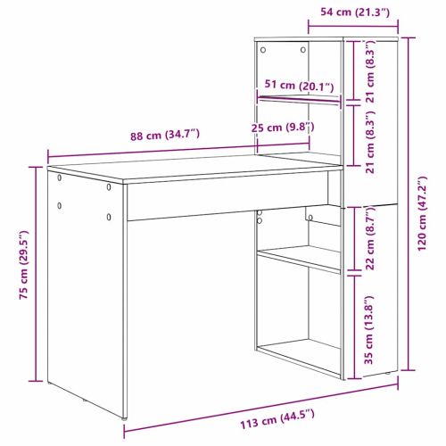 Бюро Сив Сонома Инженерна дървесина 113 x 54 x 120 см