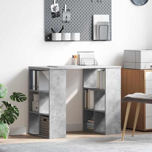 Бюро с рафт Циментено сиво 90 x 50 x 75 см Инженерно дърво