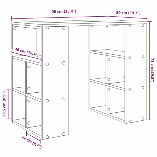 Бюро с рафт Димян дъб 90 x 50 x 75 см Инженерно дърво