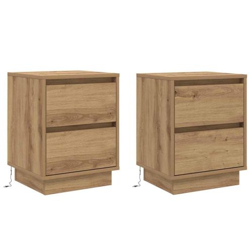 Нощен шкаф 2 pcs Дъб 39 x 34,5 x 50 см Инженерно дърво
