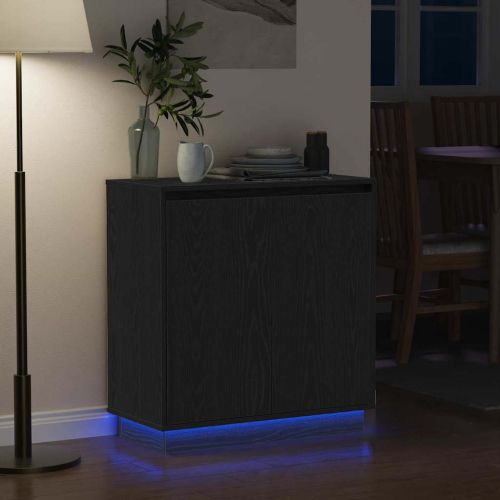 LED конзолна маса Черен дъб 71 x 34,5 x 75 см