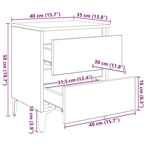 Нощен шкаф Черен дъб 40 x 35 x 50 см Инженерно дърво