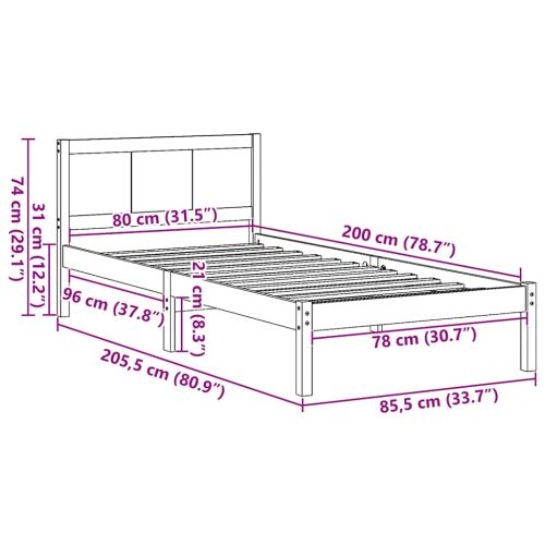 Рамка за легло Кафяво 80 x 200 cm Масивна борова дървесина