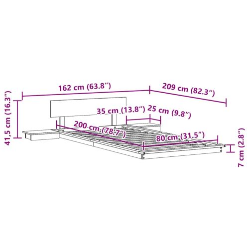 Рамка за легло Бяло 80 x 200 cm Дърво