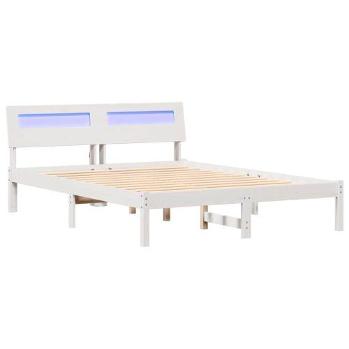 Рамка за легло с таблото Бяло 140 x 190 cm Солидно борово дърво