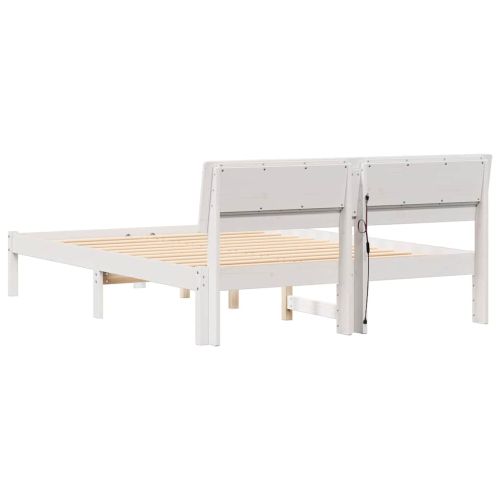Рамка за легло с таблото Бяло 135 x 190 cm Солидно борово дърво