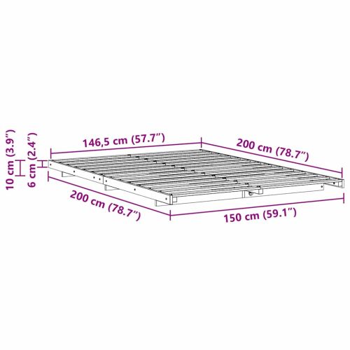Рамка за легло Кафяво 150 x 200 cm Солидно борово дърво