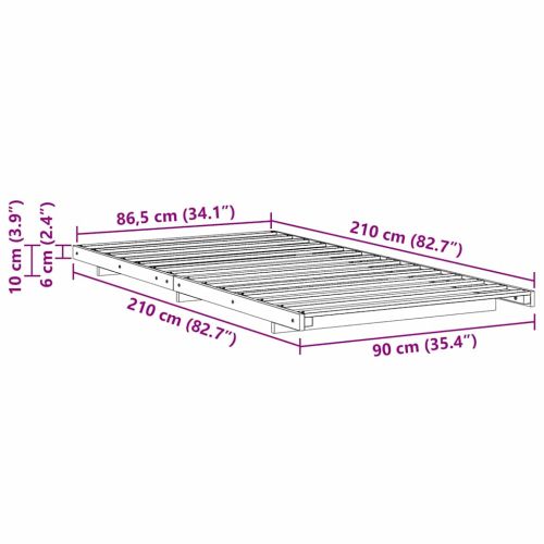 Рамка за легло Кафяво с восъчно покритие 90 x 210 cm