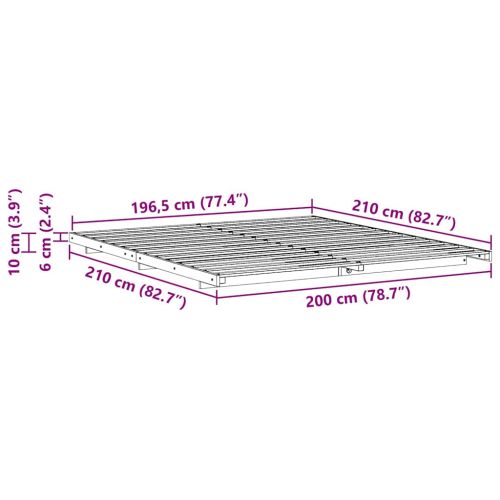 Рамка за легло Бяло 200 x 210 cm Солидно борово дърво