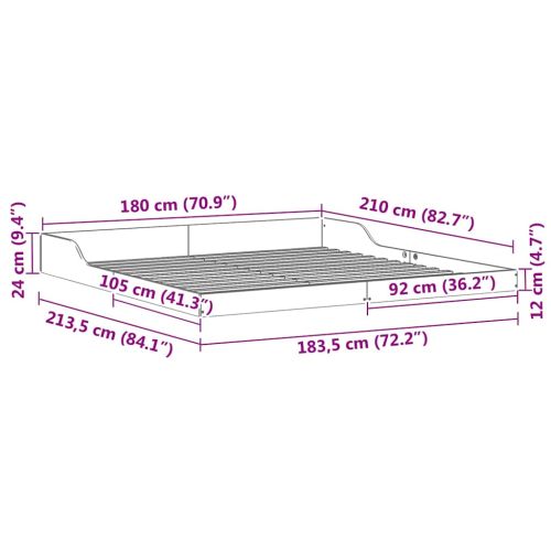 Рамка за легло Кафяво 180 x 210 cm Солидно борово дърво