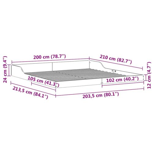 Рамка за легло Бяло 200 x 210 cm Солидно борово дърво