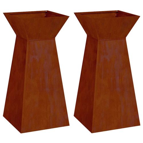 Саксия с колона 2 pcs Сребрист 35 x 35 x 73 см