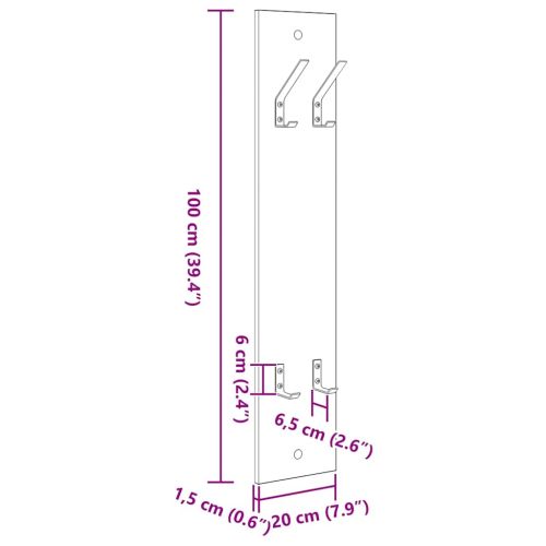 Стенен закачалка за палта Старо дърво 20 x 1,5 x 100 см