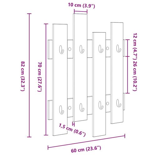 Стенен закачалка за палта Димян дъб 60 x 3 x 82 см