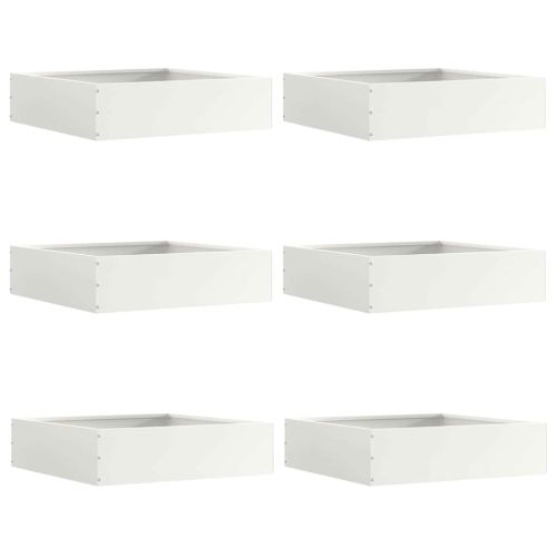 Ограда за трева 6 pcs Бяло 50 x 50 x 13 см Стомана