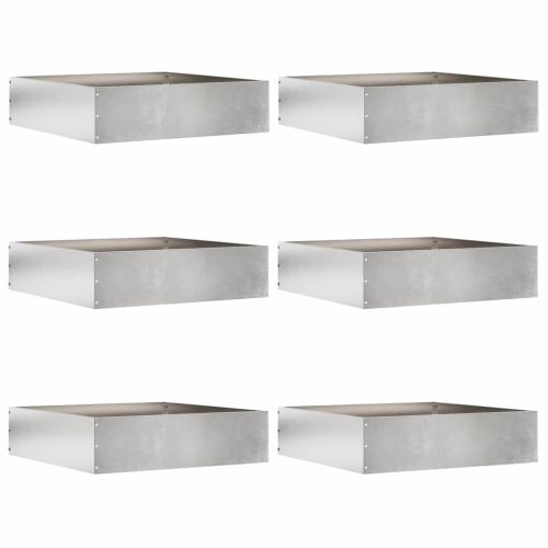 Ограда за трева 6 pcs Сребрист 50 x 50 x 13 см