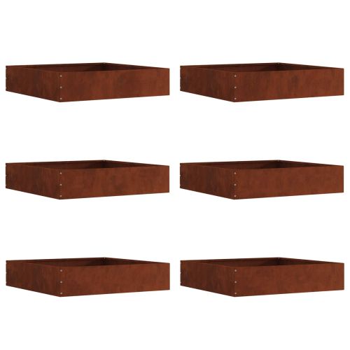 Ограда за трева 6 pcs Ръждясало 60 x 60 x 13 см