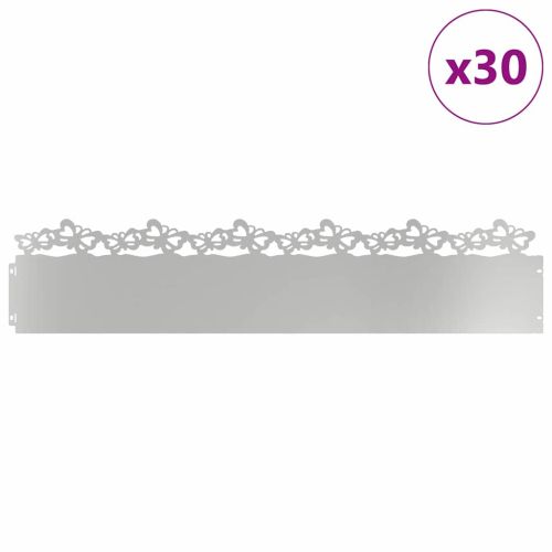 Ограничители за тревни площи 30 pcs Сребрист 103 x 0,05 x 22 см