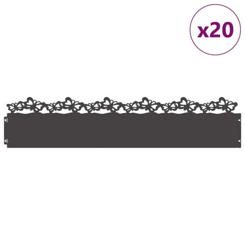 Ограничители за тревни площи 20 pcs Черно 103 x 0,05 x 22 см