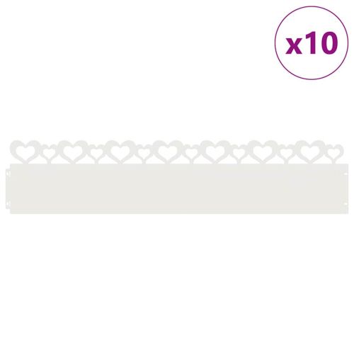 Ограничители за тревни площи 10 pcs Бяло 103 x 0,05 x 22 см
