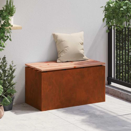 Градинска пейка 2 -Seater 80 x 40 x 43 см Патинираща стомана