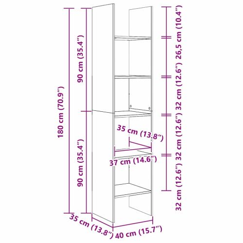 Шкаф за книги 5 нива 40 x 35 x 180 см Инженерна дървесина