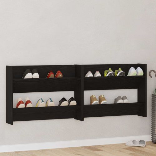 Шкаф за обувки 2 pcs Черния дъб 83 x 18 x 60 см Инженерно дърво