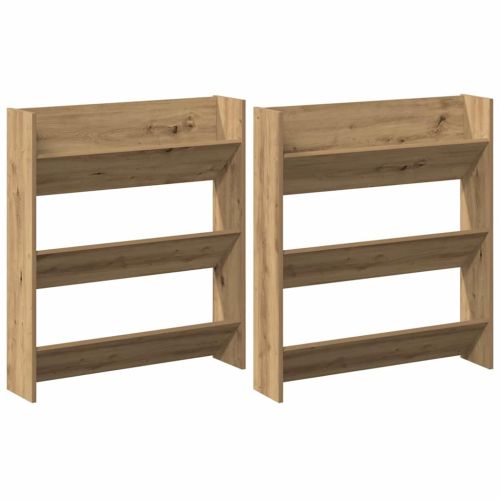 Шкаф за обувки с рафт 2 pcs Дъб 85 x 18 x 90 см Инженерно дърво
