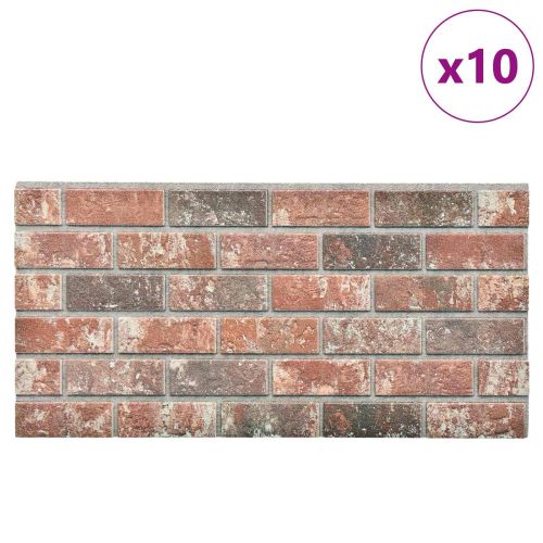 Стенни панели 10 pcs Тъмен кафяв и сив 100 x 50 cm EPS пяна